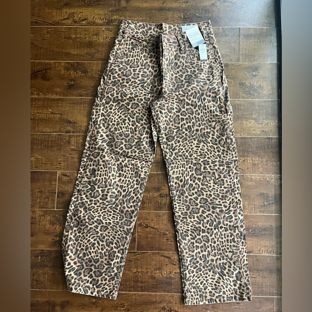 GAP Brown Leopard Print Carpenter Pants